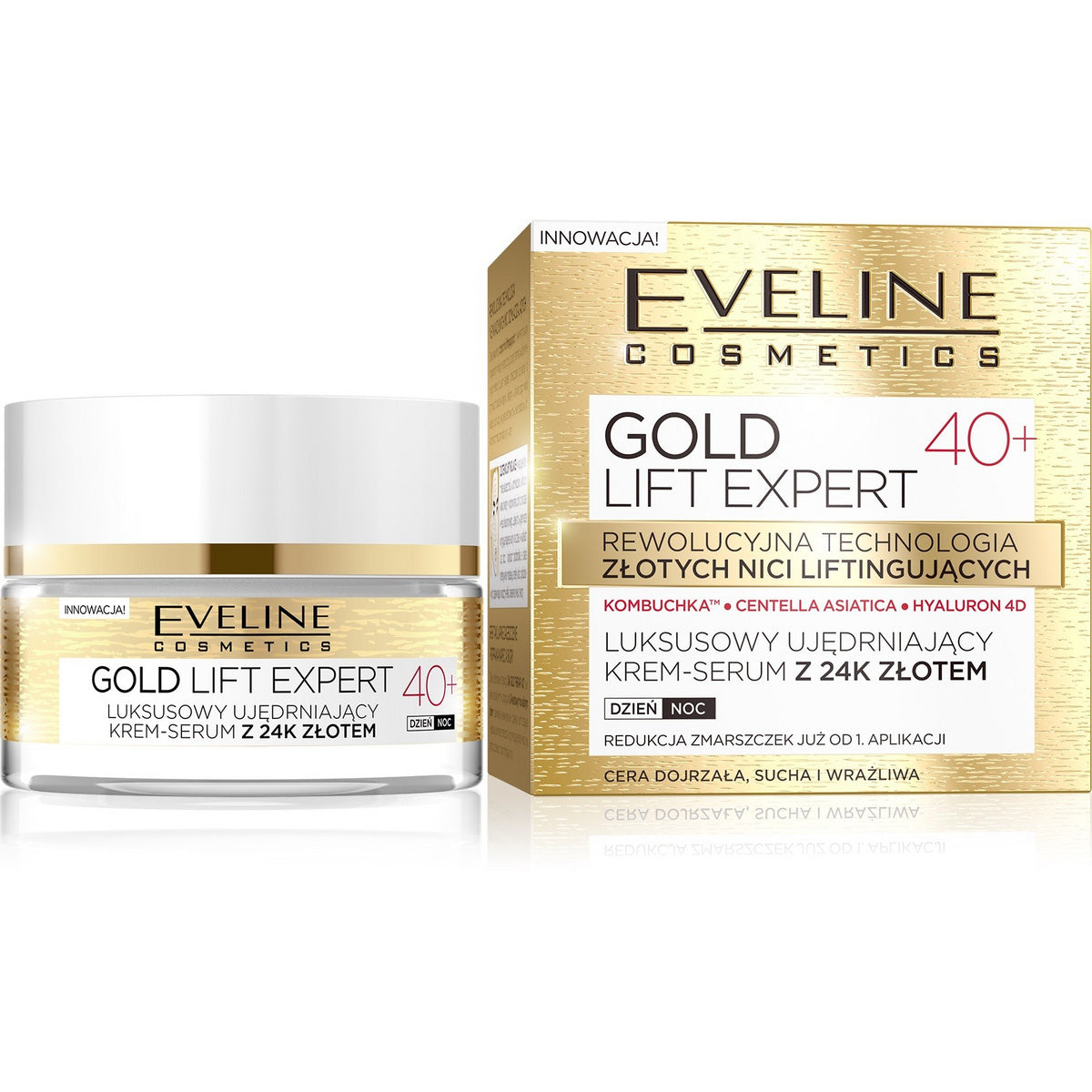 EVELINE Gold Lift Expert 40+ Prabangus stangrinantis kremas-serumas su 24k auksu dienai/nakčiai 50 ml