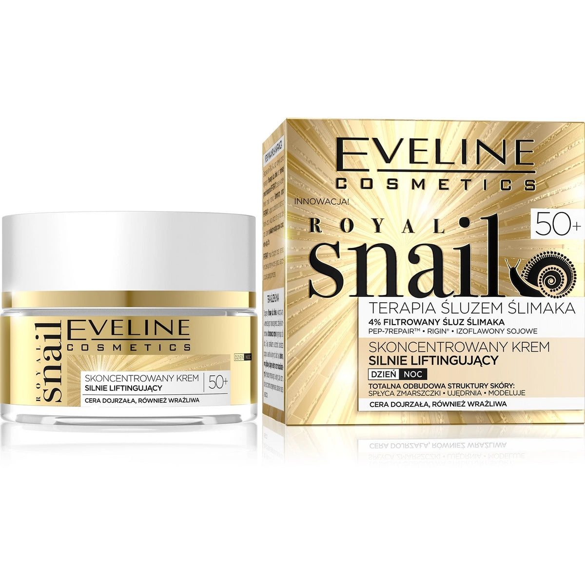 EVELINE Royal Snail 50+ Koncentruotas stangrinamasis kremas dienai/nakčiai 50 ml