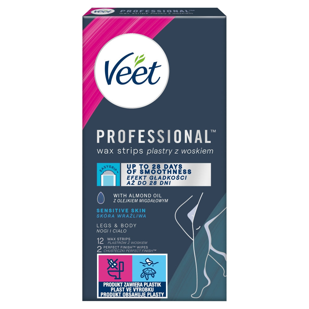 VEET Professional Vaškas depiliacijos juostelės - jautriai odai 1op.-12vnt