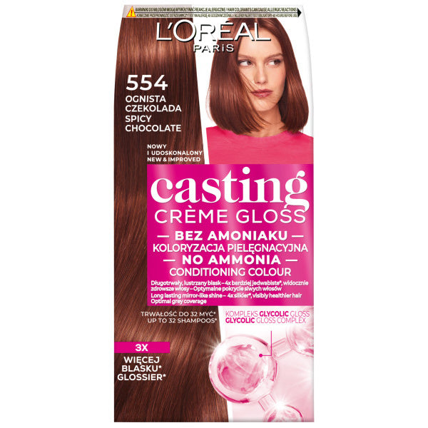 LOREAL Casting Creme Gloss Kremas koloryzujący nr 554 Spicy Chocolate