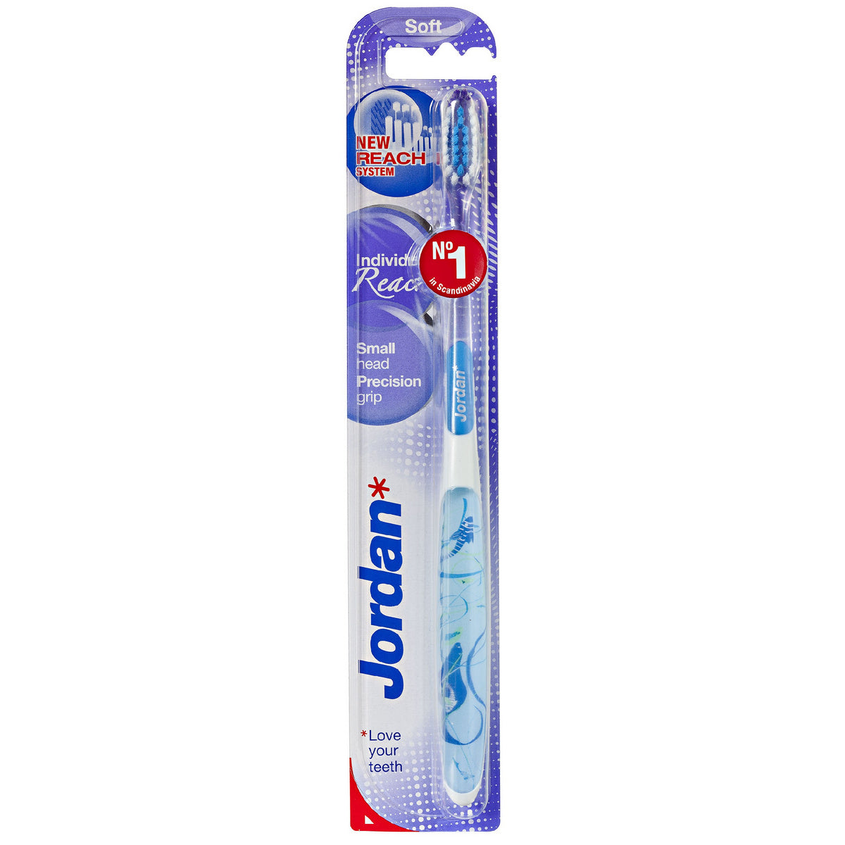 Jordan Dantų šepetėlis Individual Reach Soft 1 vnt - mišrių spalvų