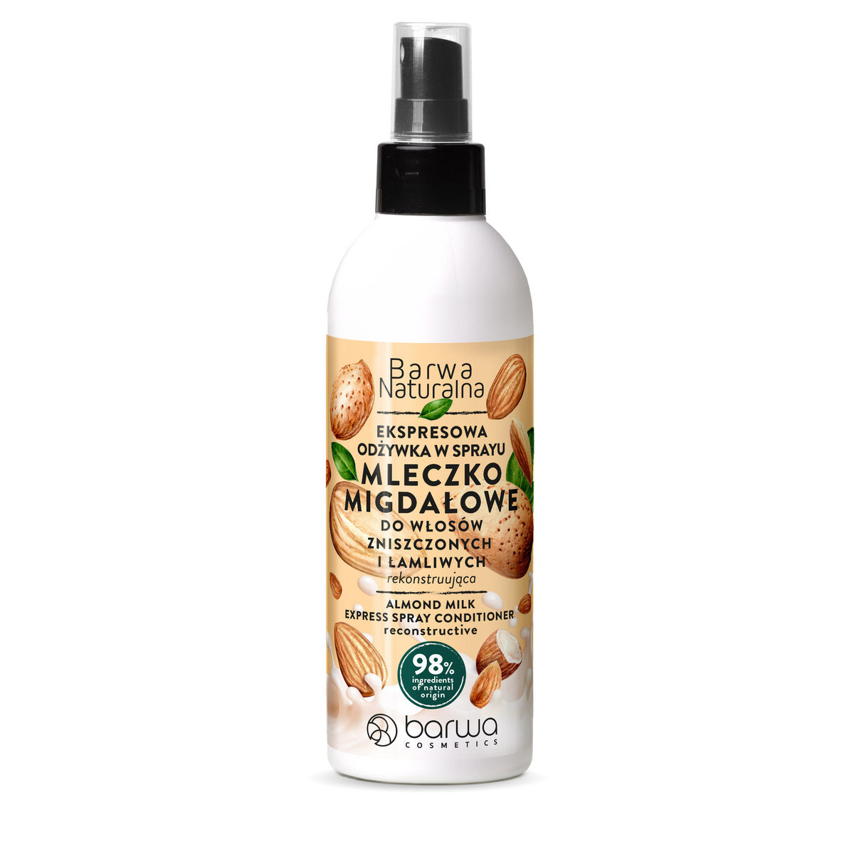 BARWA Natūralus Migdolų Pienelis Greitoji Priemonė Purškiklis Pažeistiems ir Trapiems Plaukams 200ml