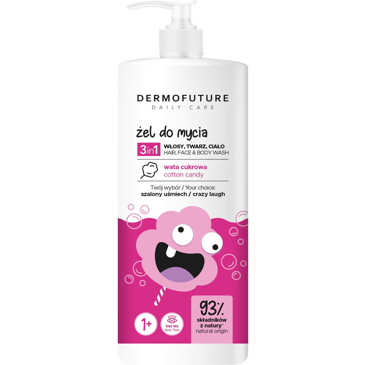 Dermofuture Daily Care Kids 3in1 gelis veidui, kūnui ir plaukams Vatos cukrus 500ml