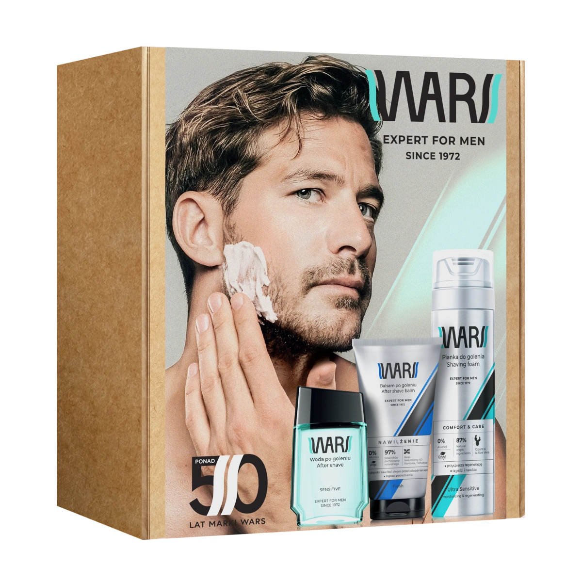 WARS Dovanų rinkinys vyrams Sensitive Skutimosi putos + Aftershave + Aftershave balzamas