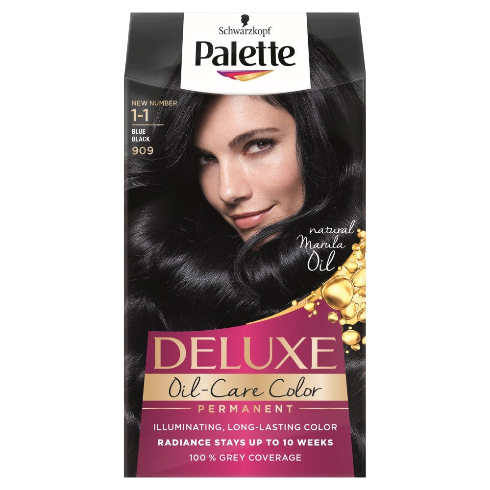 Palette Deluxe Nuolatinė plaukų dažų spalva nr. 1-1 (909) Granatinė juoda 1op.