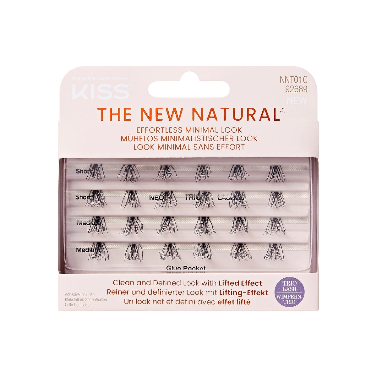 KISS Dirbtinės Blakstienų Kępki The New Natural - Neo Trio Lashes + klijai 1g