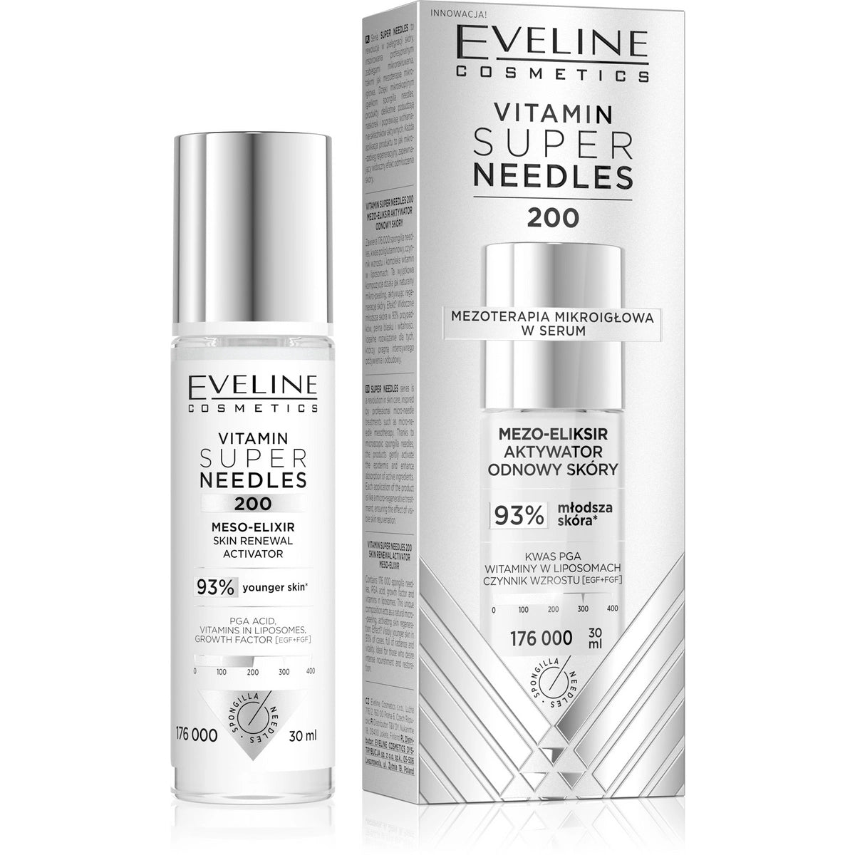 EVELINE Vitamin Super Needles 200 Mezo-eliksir od renovacijos aktyvatorius 30 ml