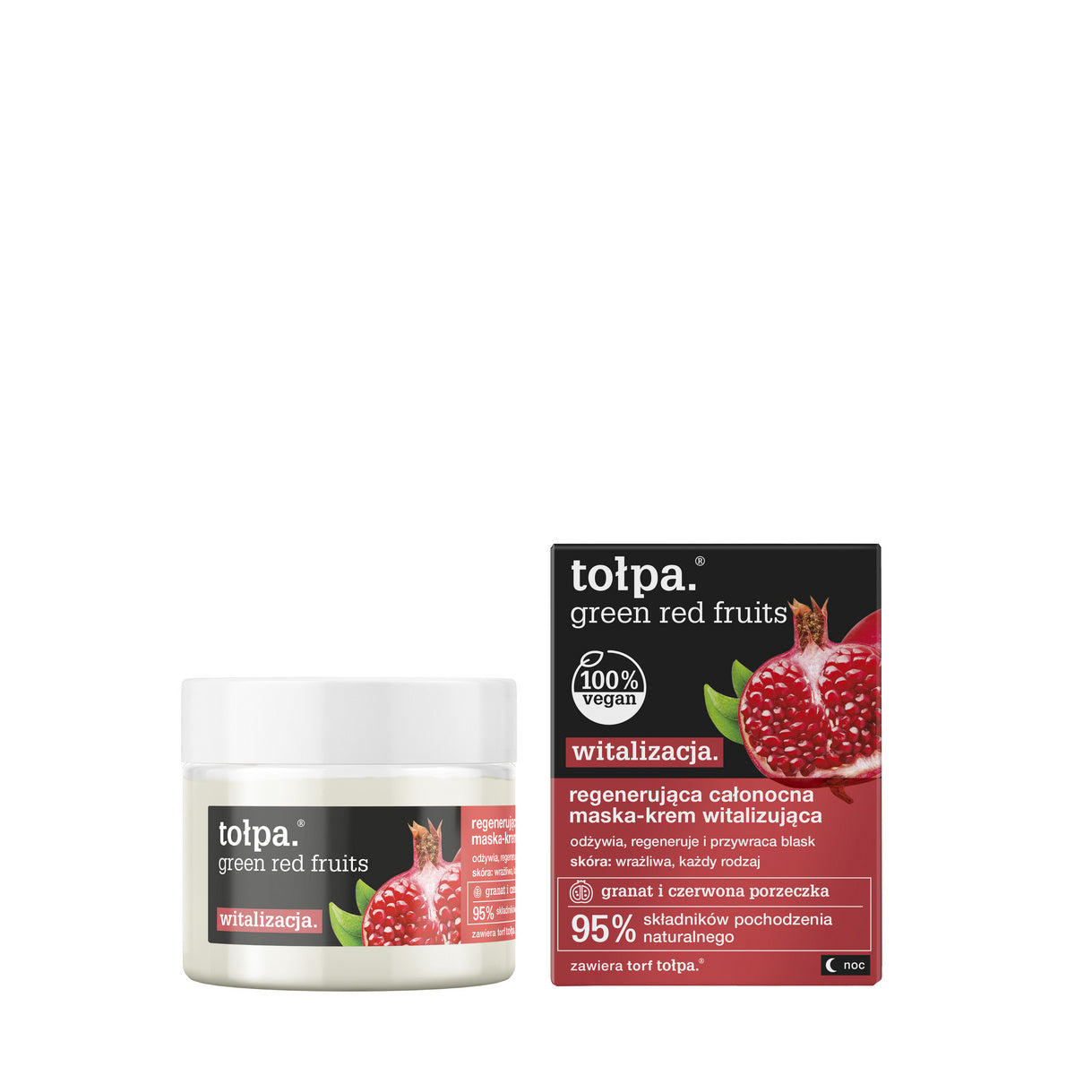 TOŁPA Green Vitalizacija Visos nakties regeneruojanti kaukė-kremas Raudonieji vaisiai 50 ml