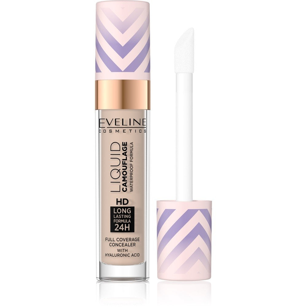 EVELINE Liquid Camouflage Vandeniui atsparus korektorius su hialurono rūgštimi nr 05 Light Sand 7.5 ml