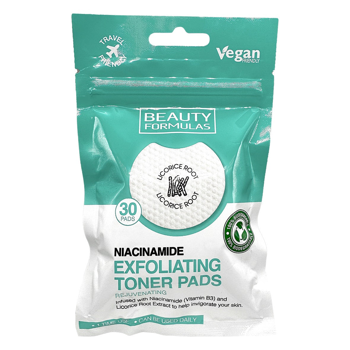 BEAUTY FORMULAS Exfoliating Toner Pads - Pasižymintys eksfoliaciniai tonizuojantys tamponai su niacinamidu