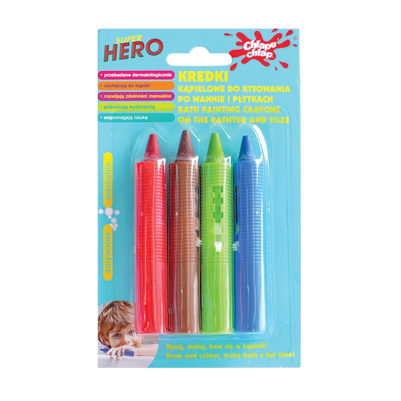 CHLAPU CHLAP Vonios pieštukai piešimui Dino 1op - 4 vnt.