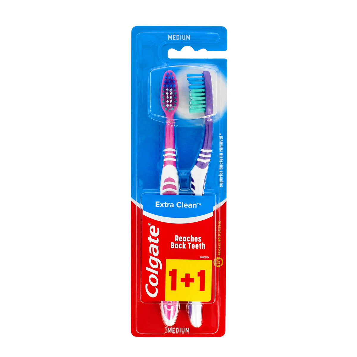 Colgate Šepetėlis DUO Extra Clean Vidutinis - mišri spalva 1 pakuotė-2vnt