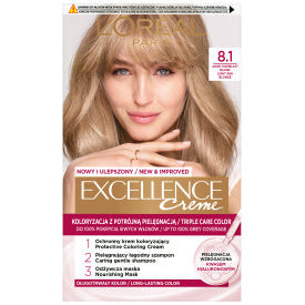 LOREAL Excellence Creme Plaukų dažai 8.1 Šviesus peleninis blondinas