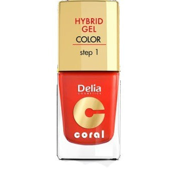DELIA COSMETICS Koralo hibridinis gelis nagų lakas nr. 14 Oranžinė Raudona 11ml