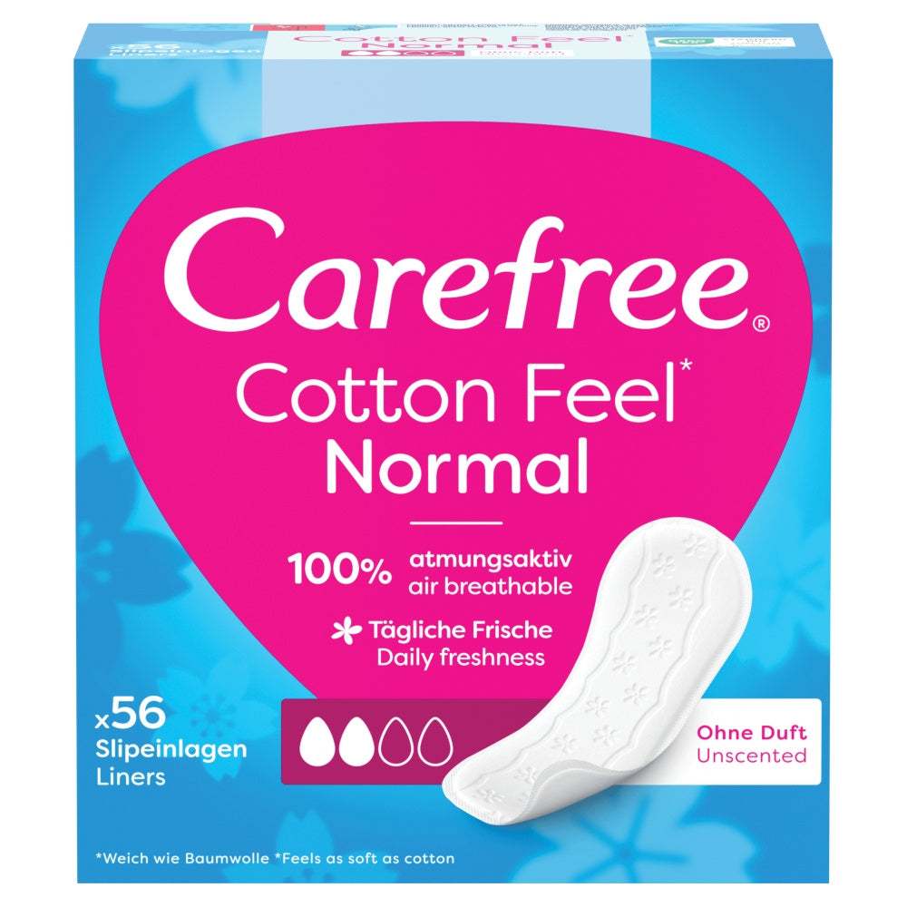 CAREFREE Cotton Feel Normal higieninės pagalvėlės be kvapo 1 pakuotė - 56 vnt.