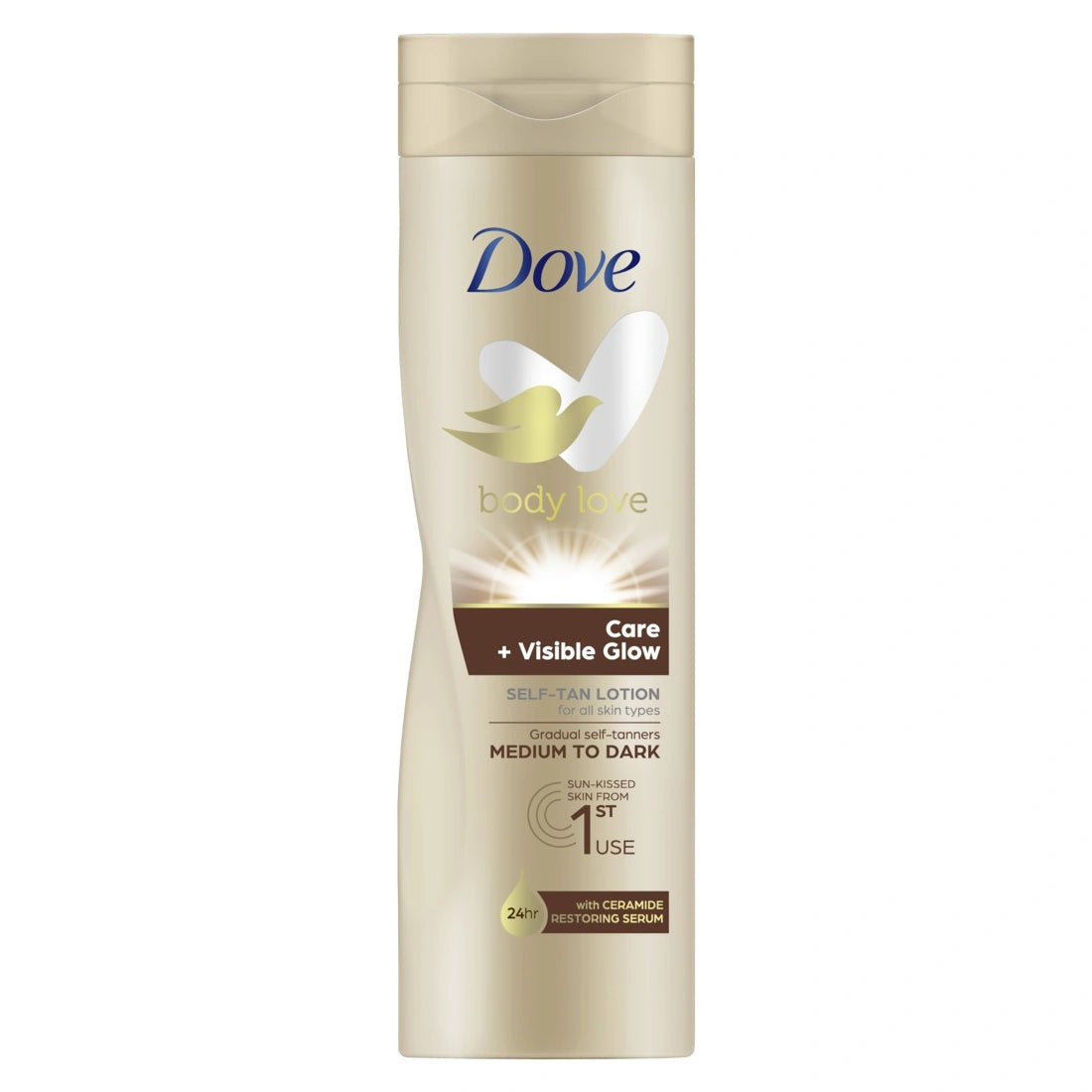 DOVE Body Love įdegio balzamas kūnui Medium to dark 250 ml