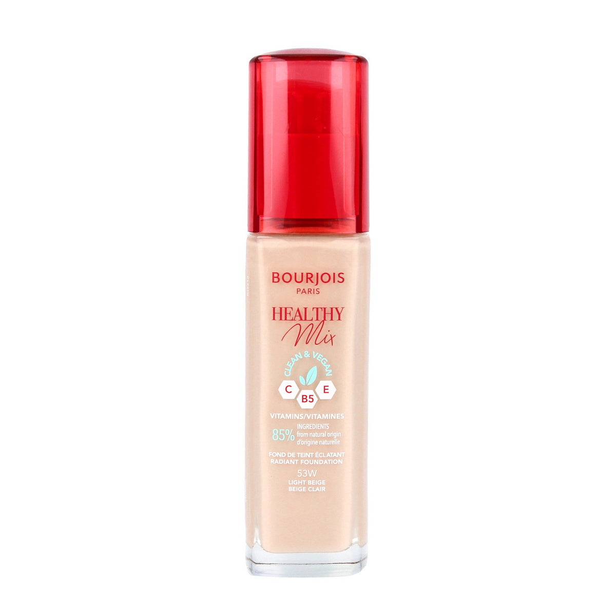 Bourjois Veido makiažo pagrindas Healthy Mix Clean&Vegan - nr 53W Light Beige 30ml