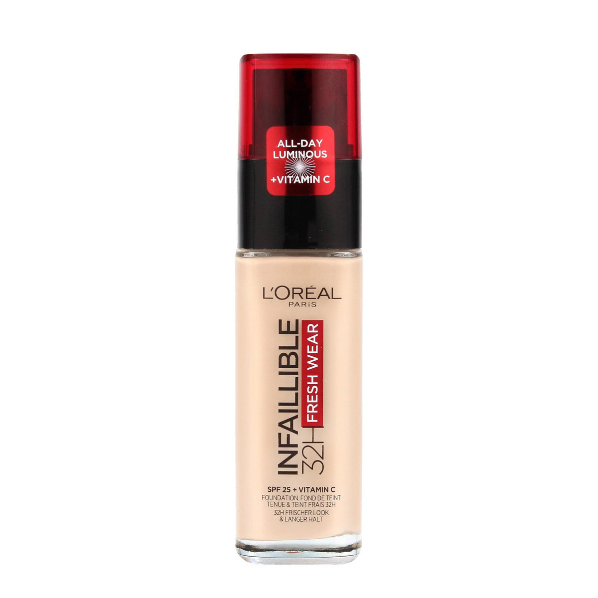 LOREAL Infaillible 32H Fresh Wear Ilgalaikis makiažo pagrindas 015 Porcelianas 30 ml