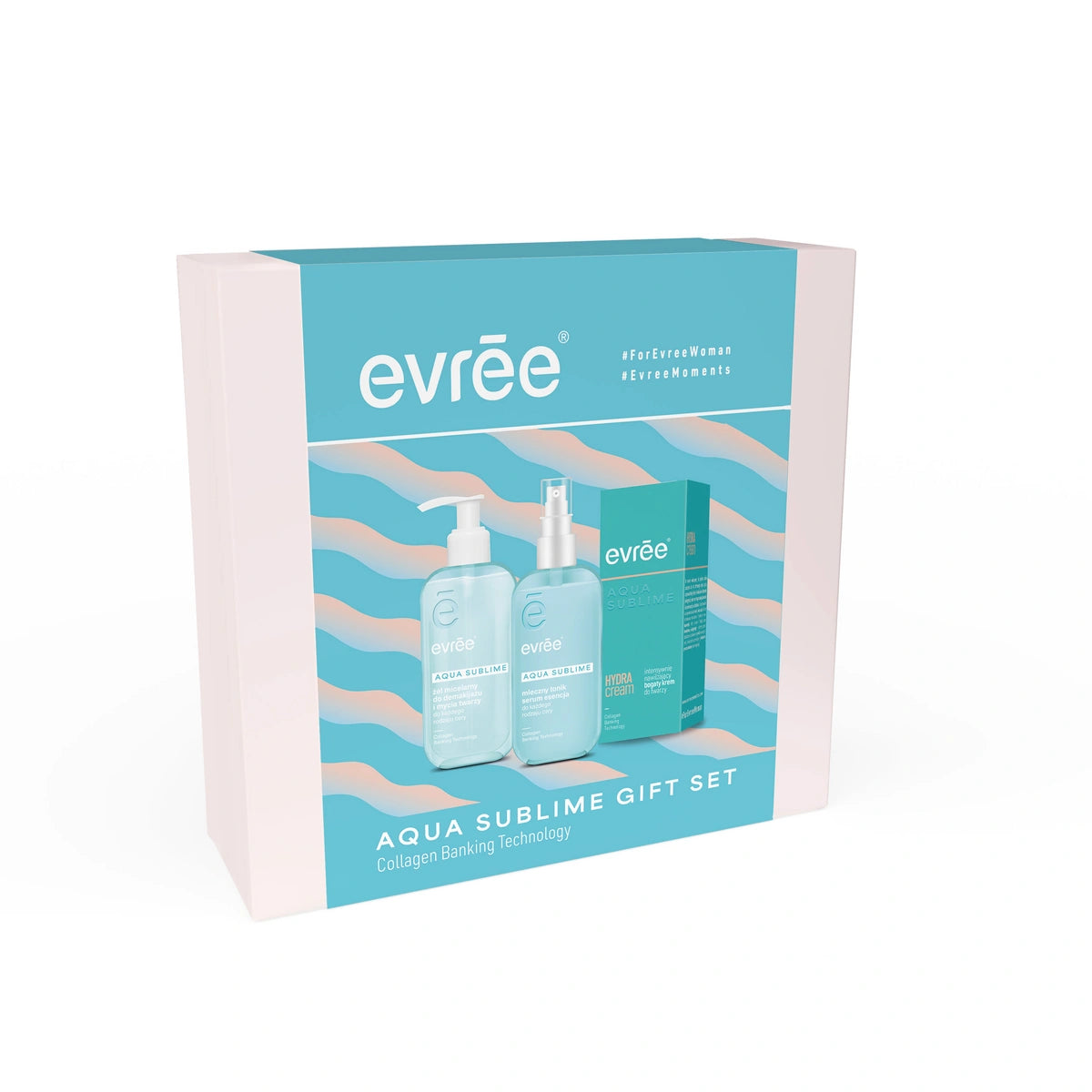 EVREE Dovanų rinkinys Aqua Sublime (Veido kremas 45ml + Micelinis gelis 200ml + Serumų esencija 200ml)
