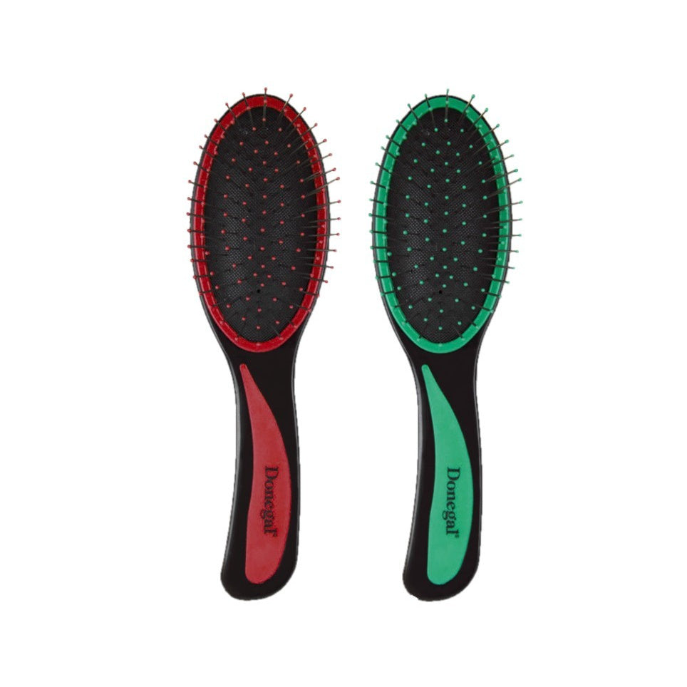 DONEGAL Mini plaukų šepetys su pagalvėlė - metaliniai šeriai (9004) 1 vnt. - spalvų mišinys