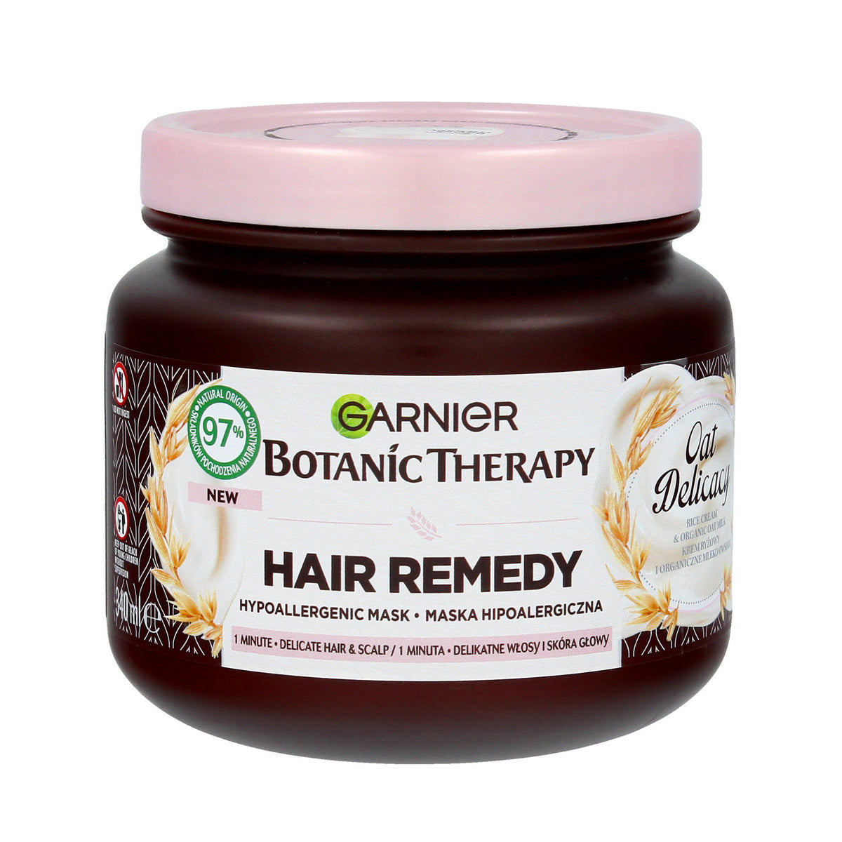 GARNIER Botanic Therapy Hipoalerginė plaukų kaukė su avižų pienu ir ryžių kremu 340 ml