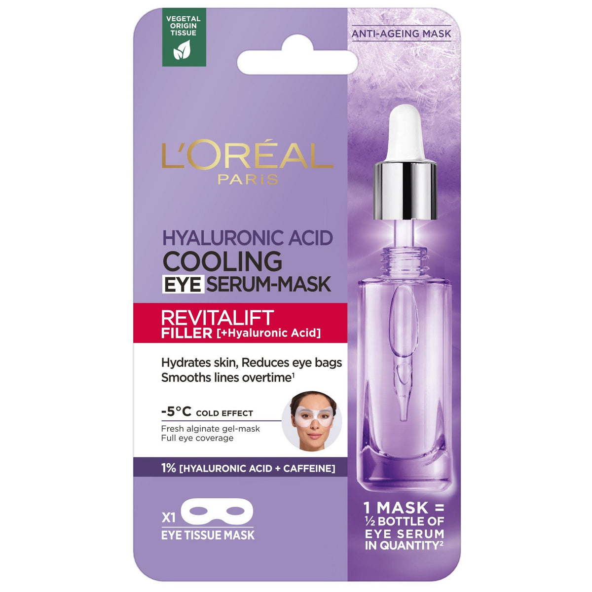 LOREAL Revitalift Filler Šaldanti kaukė su serumu paakiams 11 g