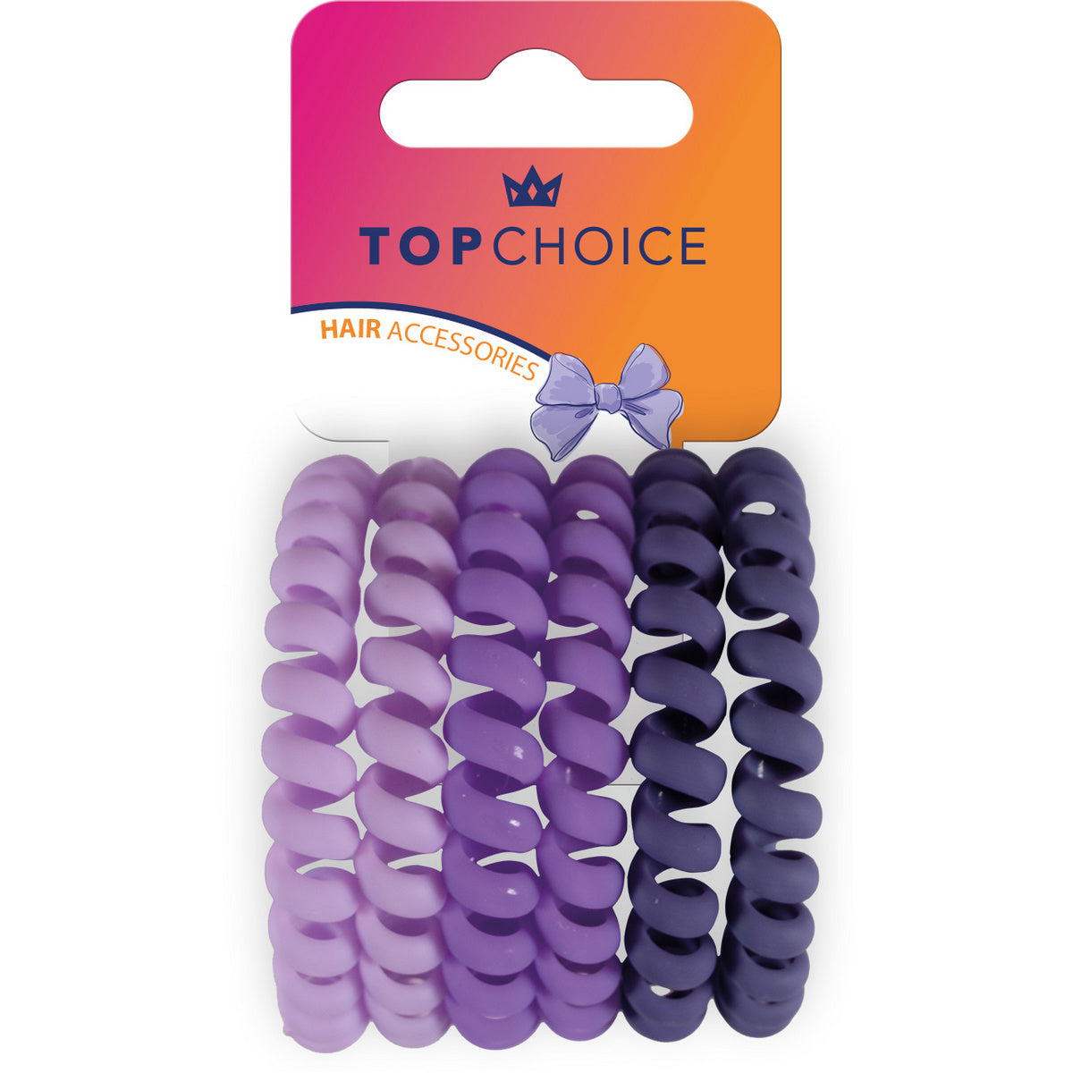 TOP CHOICE Plaukų gumytės - violetiniai atspalviai (20032) 1 pakuotė - 6 vnt.