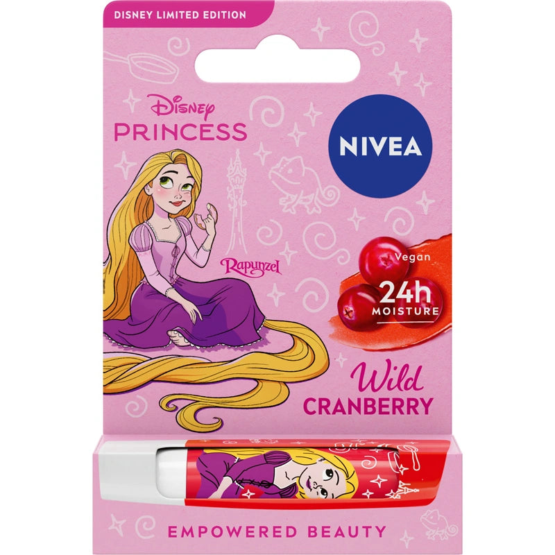 NIVEA Disney Princess Drėkinanti lūpų balzamas Wild Cranberry Rašelė - ribota kolekcija 4.8 g