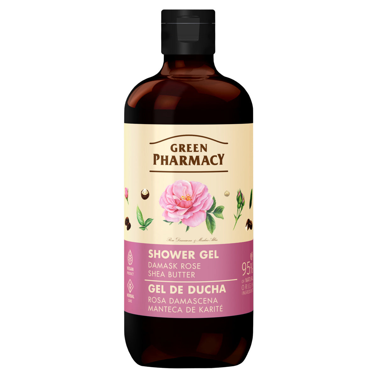 GREEN PHARMACY Dušo gelis - Damaskečių rožė + Shea sviestas 500 ml