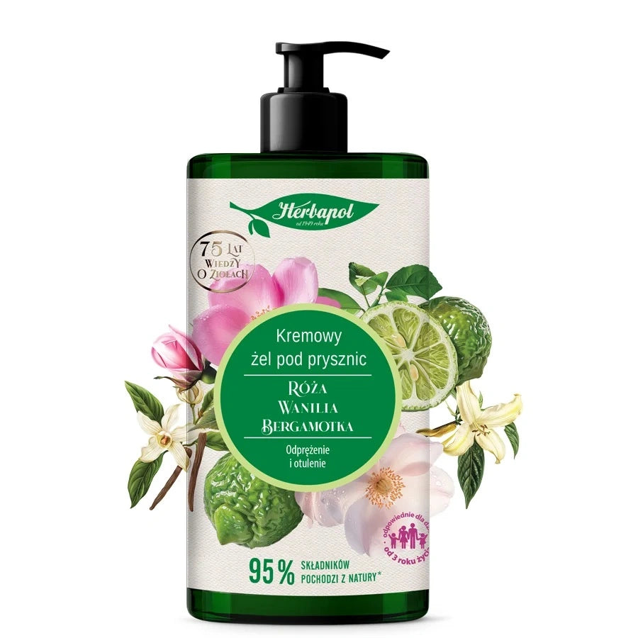 HERBAPOL Kreminė dušo želė - Rožė & Vanilė & Bergamotė 740 ml