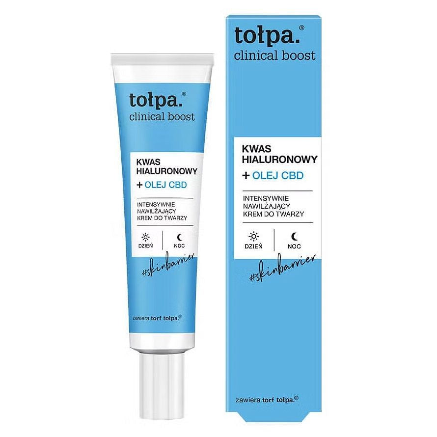 TOŁPA Clinical Boost Hialurono Rūgštis + CBD Aliejus Drėkinamasis Kremas Veidui 40 ml