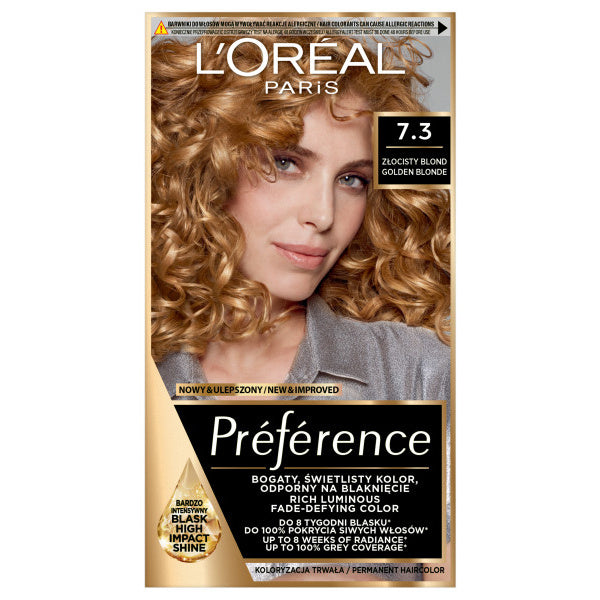 LOREAL Preference Plaukų dažai 7.3 Auksinis Šviesus