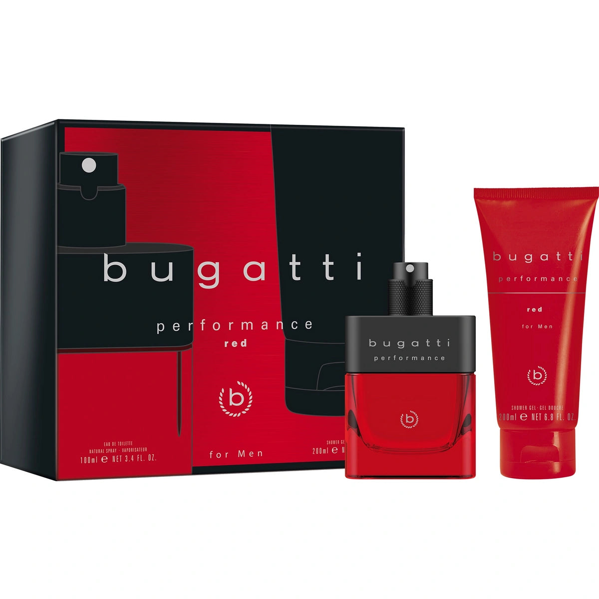 BUGATTI Dovanų rinkinys vyrams Performance Red (tualetinis vanduo 100 ml + dušo gelis 200 ml)