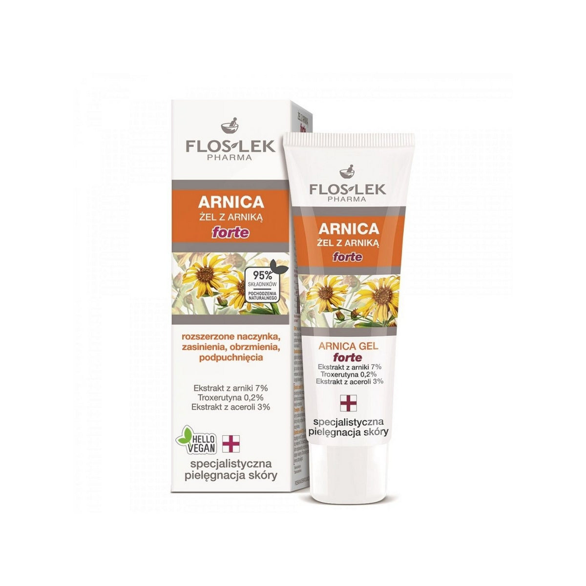 Floslek ARNICA® Gelis su arnika forte išsiplėtusiems kapiliarams, mėlynėms, patinimams, paburkimams 50 ml