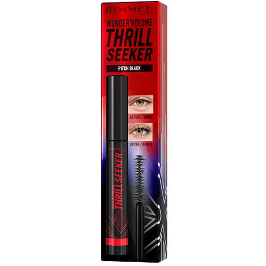 RIMMEL Wonder Volume Thrill Seeker Blakstienų tušas, didinantis apimtį, Juodas 8 ml