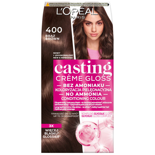 LOREAL Casting Creme Gloss Kremas koloryzujący nr 400 Rudas