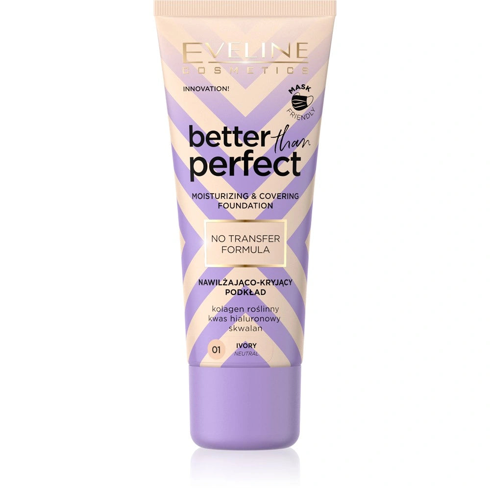 EVELINE Better Than Perfect Drėkinamasis ir maskuojantis makiažo pagrindas nr. 01 Ivory (neutral) 30 ml