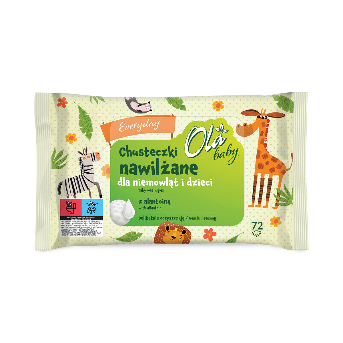 OLA Baby Drėgnos servetėlės Kiekvienai dienai kūdikiams ir vaikams 1op.-72vnt