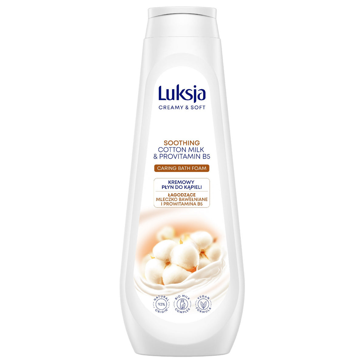 Luksja Creamy & Soft Kreminis vonios skystis - Minkštinantis medvilnės pienelis ir provitaminas B5 900ml