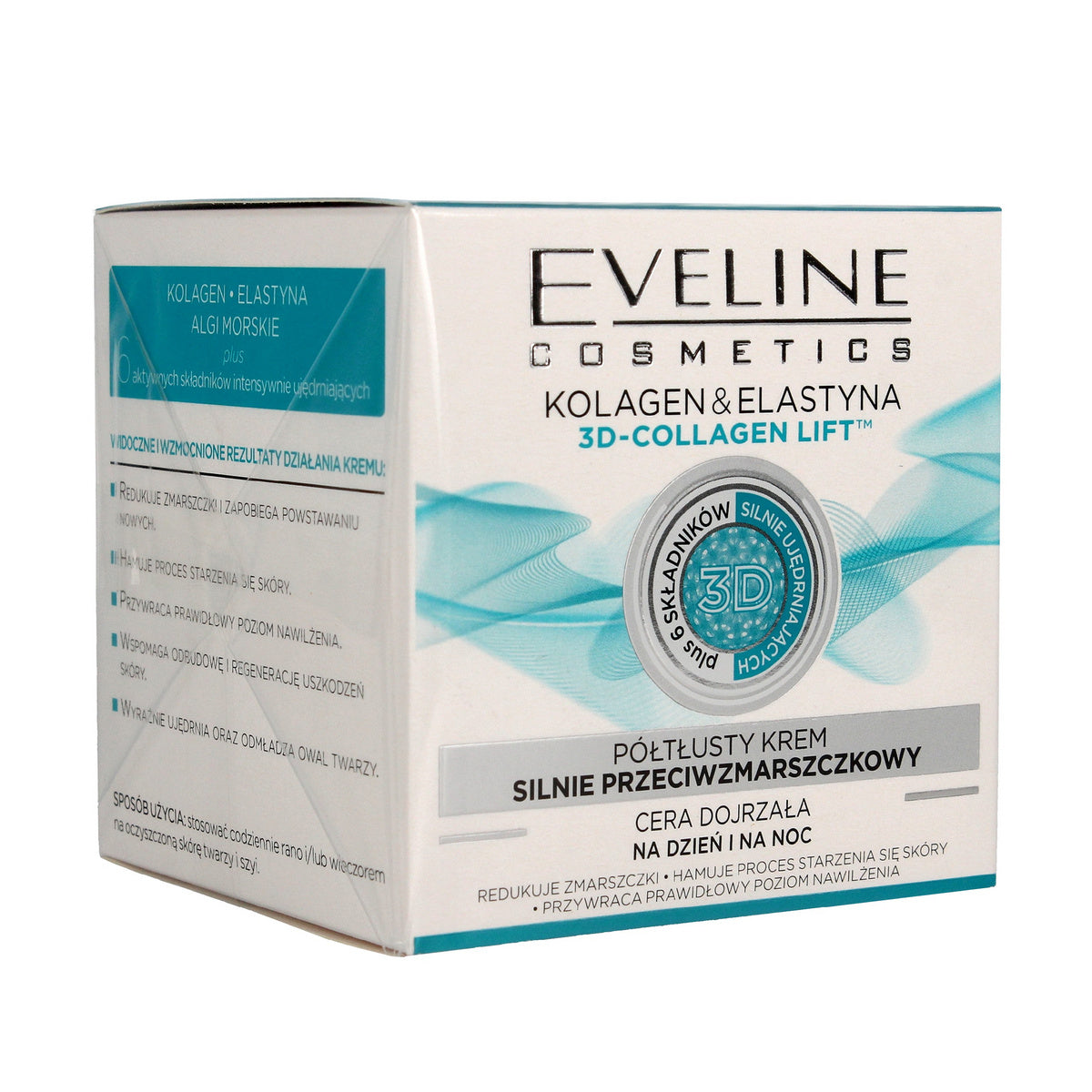 EVELINE Pusiau riebus kremas stipriai priešraukšlinis - Kolagenas & Elastinas ir 3D-Collagen Lift 50 ml