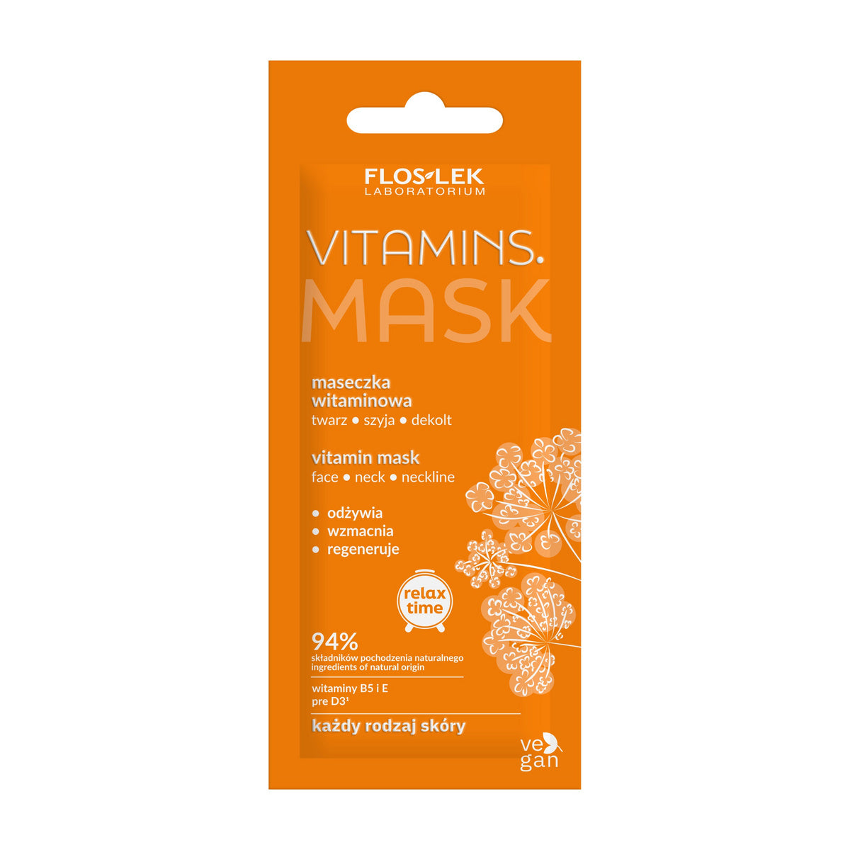 FLOSLEK Relax Time Vitaminų kaukė veidui, kaklui ir dekoltė 6ml