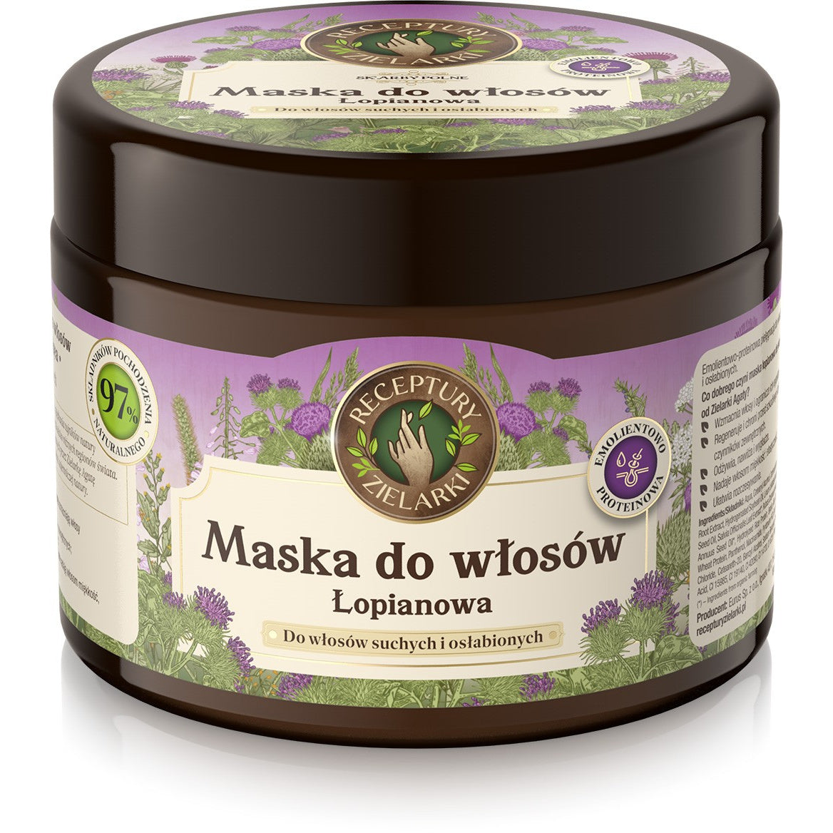 RECEPTURY ZIELARKI Skarby Polne Dervosų kaukė sausiems ir silpniems plaukams 300ml
