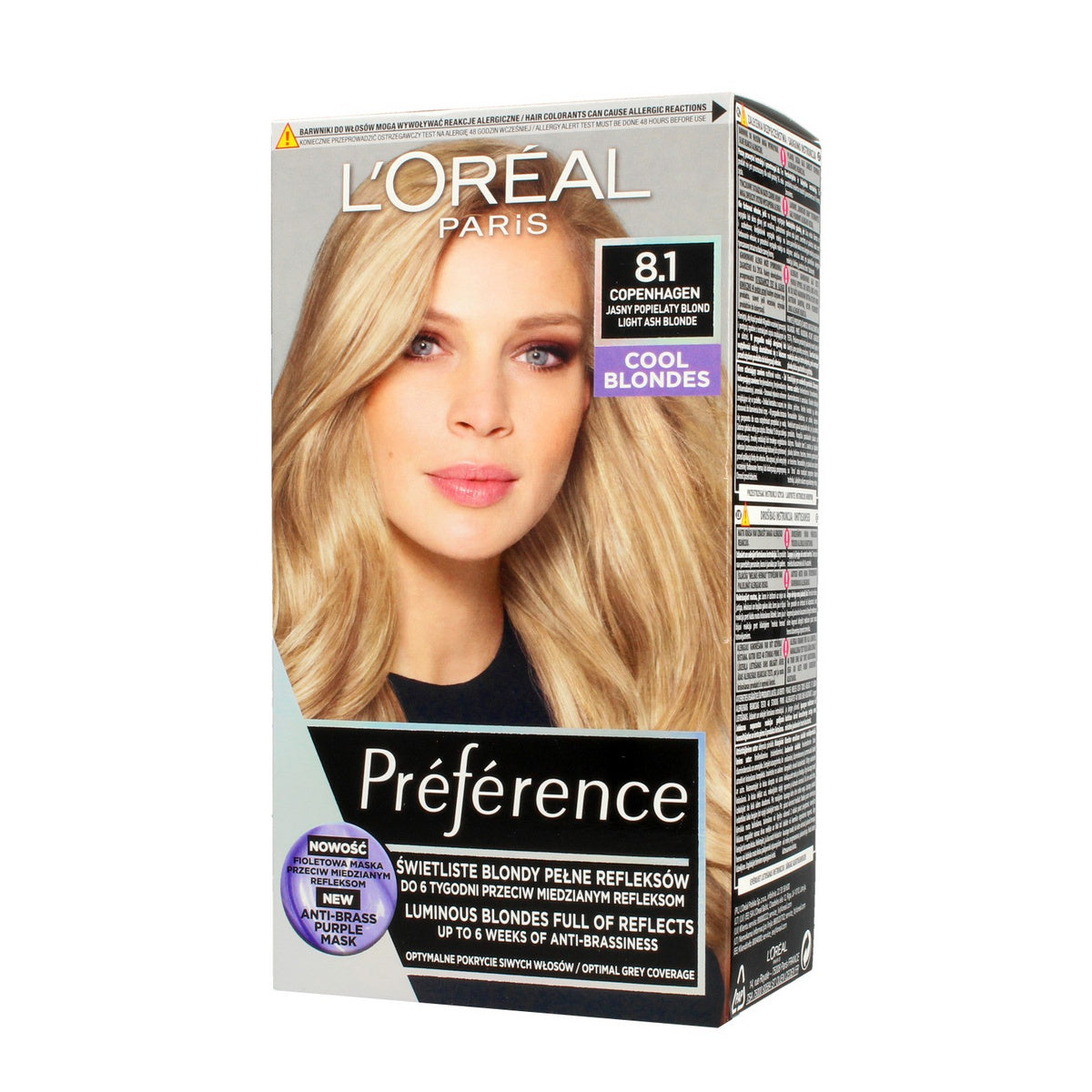 Loreal Preference Plaukų dažai nr. 8.1 Kopenhaga - šviesus pelenų blondinas 1op.