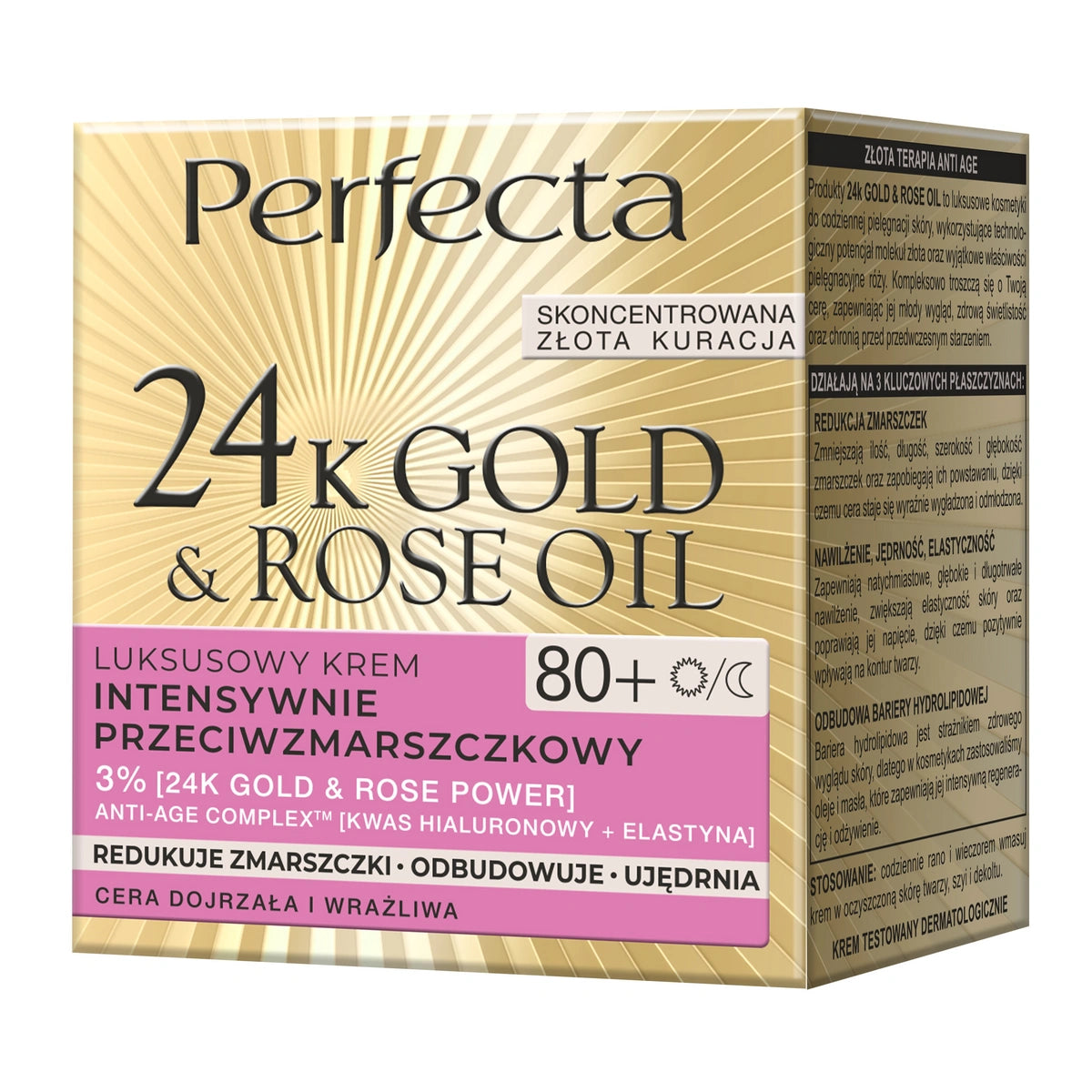 PERFECTA 24K Gold & Rose Oil 80+ Prabangus intensyvus kremas prieš raukšles dienai ir naktiai 50 ml