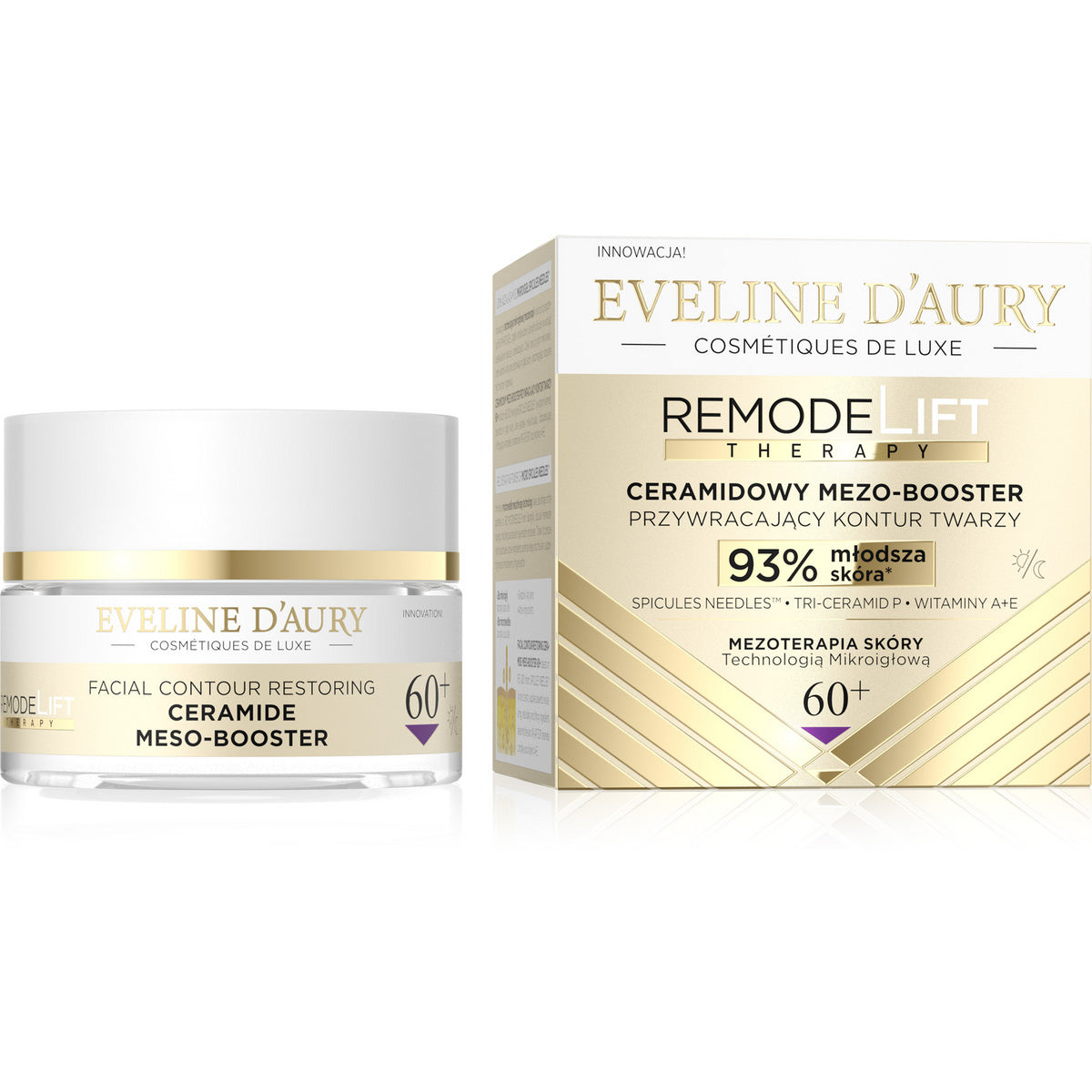 EVELINE D'AURY Remodelift Therapy Ceramidinis Mezo-Booster, atstatantis veido kontūrą 60+ dienai ir nakčiai 50 ml