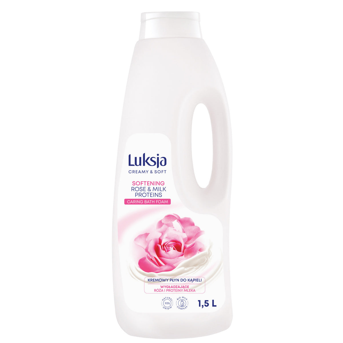 LUKSJA Creamy & Soft Kreminis minkštinantis vonios skystis - Rožė ir pieno baltymai 1500 ml