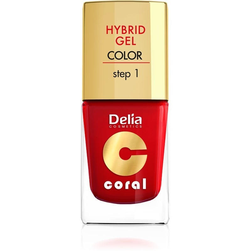 DELIA COSMETICS Coral Hybrid Gel Nagų lakas nr 01 Raudonas 11ml