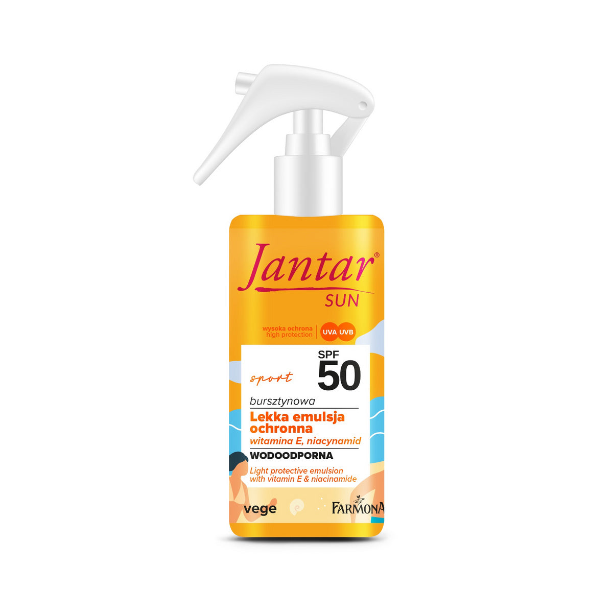 JANTAR Sun Gintarinė lengva apsauginė emulsija, atspari vandeniui SPF 50 Sport 150 ml