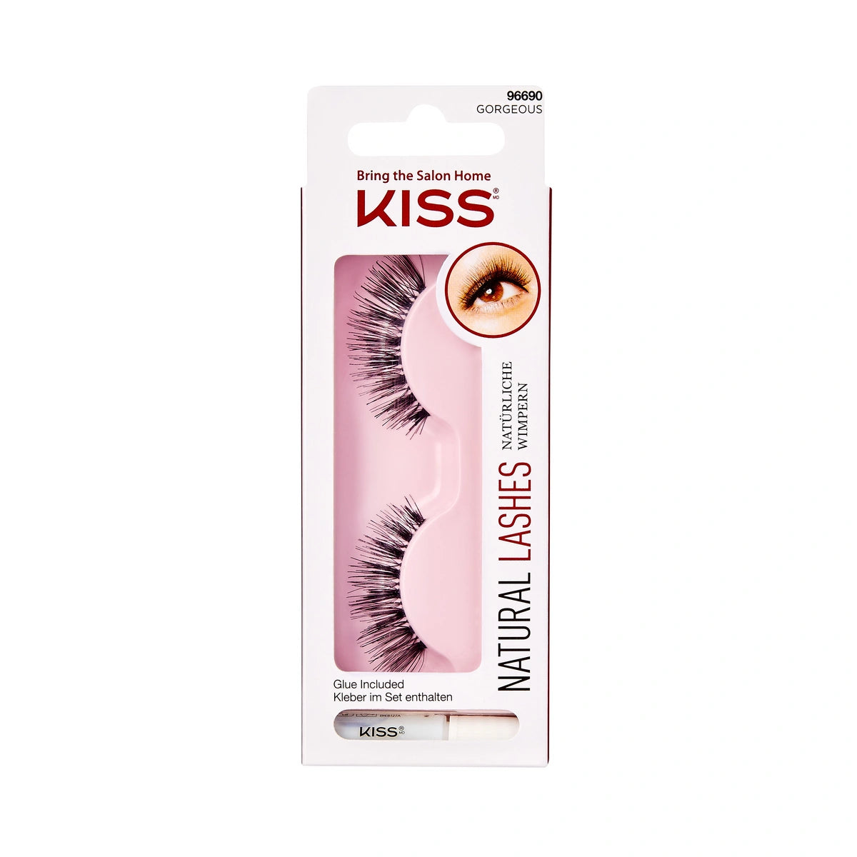 KISS Dirbtinės Blakstienos Natural - Style Gorgeous 1 pora + klijai 1 g