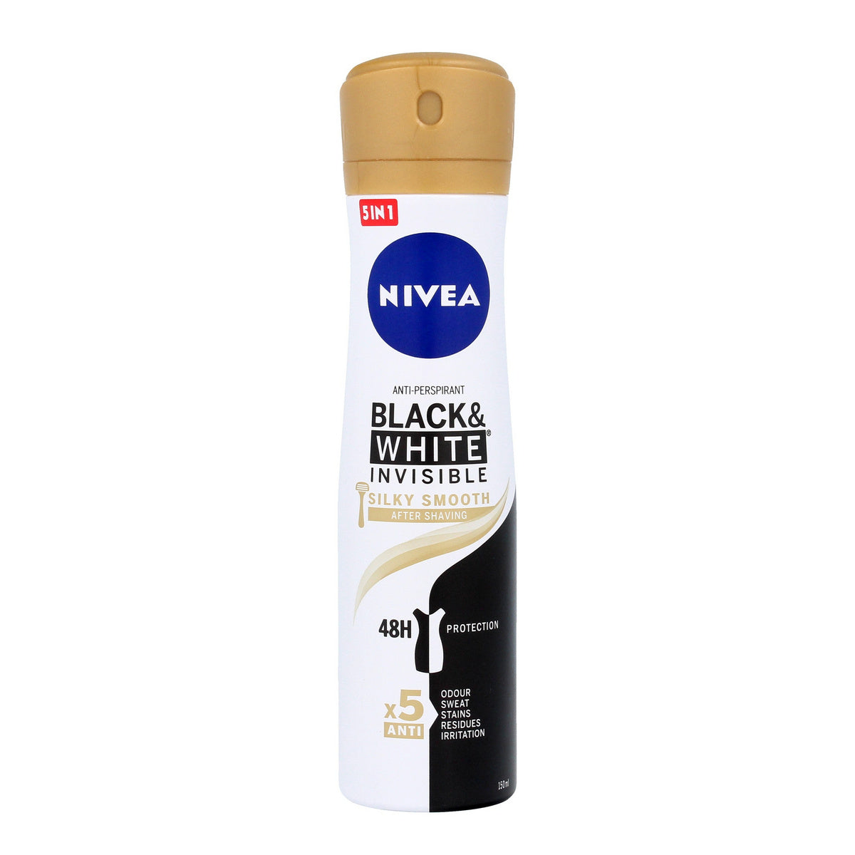 NIVEA Moteriškas antiperspirantas purškiklis Black & White Invisible Silky Smooth 150 ml